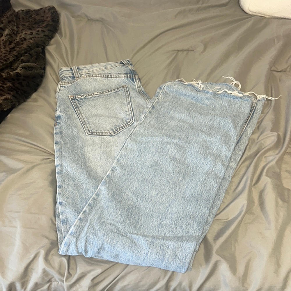 Zara straight leg ripped jeans light wash